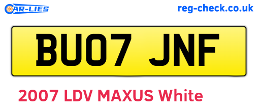 BU07JNF are the vehicle registration plates.