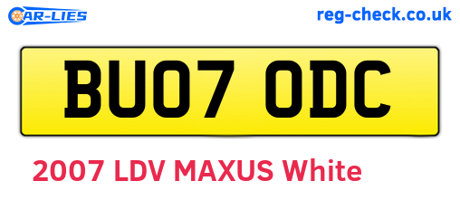 BU07ODC are the vehicle registration plates.