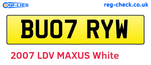 BU07RYW are the vehicle registration plates.