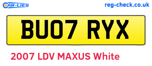 BU07RYX are the vehicle registration plates.