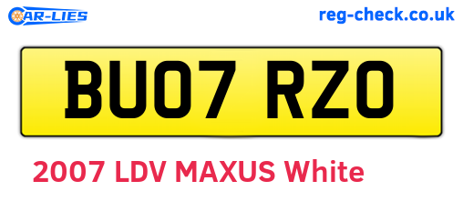 BU07RZO are the vehicle registration plates.