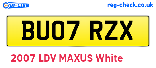 BU07RZX are the vehicle registration plates.