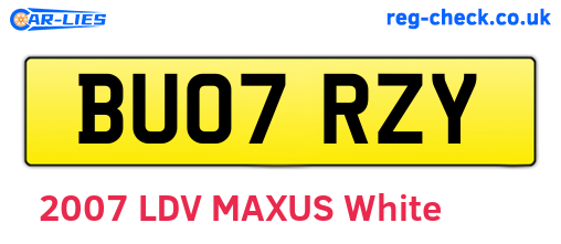 BU07RZY are the vehicle registration plates.
