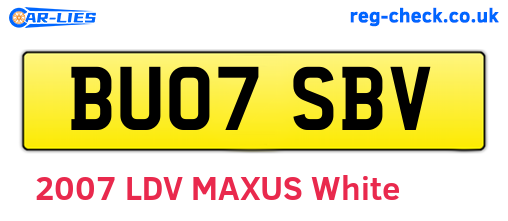 BU07SBV are the vehicle registration plates.