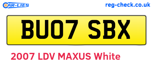 BU07SBX are the vehicle registration plates.