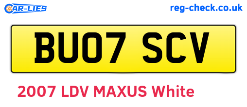 BU07SCV are the vehicle registration plates.