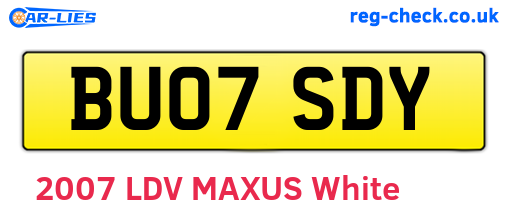 BU07SDY are the vehicle registration plates.