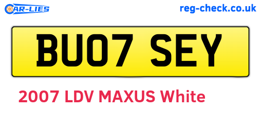 BU07SEY are the vehicle registration plates.
