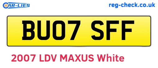 BU07SFF are the vehicle registration plates.