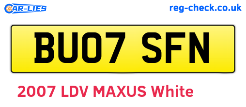 BU07SFN are the vehicle registration plates.