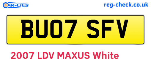 BU07SFV are the vehicle registration plates.