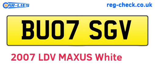BU07SGV are the vehicle registration plates.
