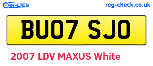 BU07SJO are the vehicle registration plates.