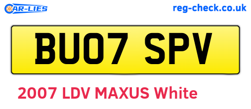 BU07SPV are the vehicle registration plates.