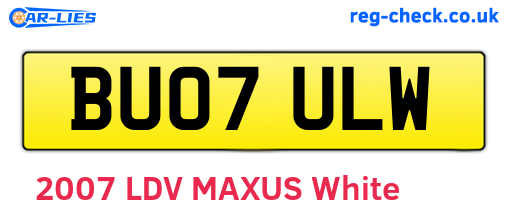 BU07ULW are the vehicle registration plates.