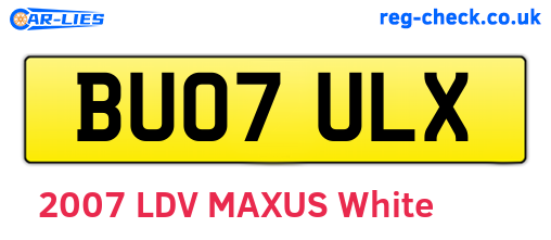 BU07ULX are the vehicle registration plates.