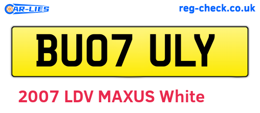 BU07ULY are the vehicle registration plates.