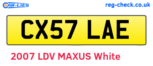 CX57LAE are the vehicle registration plates.