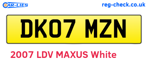 DK07MZN are the vehicle registration plates.