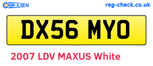 DX56MYO are the vehicle registration plates.