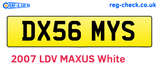 DX56MYS are the vehicle registration plates.