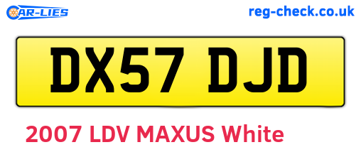 DX57DJD are the vehicle registration plates.