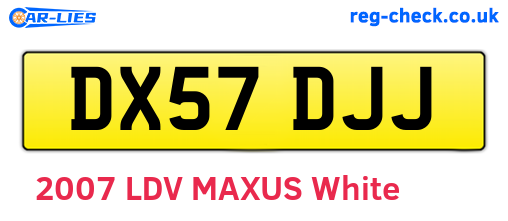 DX57DJJ are the vehicle registration plates.