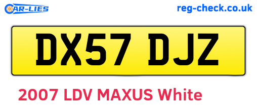 DX57DJZ are the vehicle registration plates.