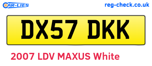DX57DKK are the vehicle registration plates.
