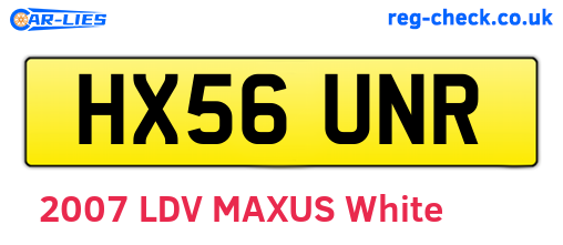 HX56UNR are the vehicle registration plates.