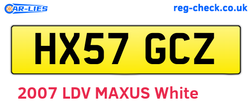 HX57GCZ are the vehicle registration plates.