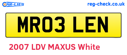 MR03LEN are the vehicle registration plates.