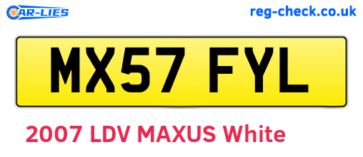 MX57FYL are the vehicle registration plates.