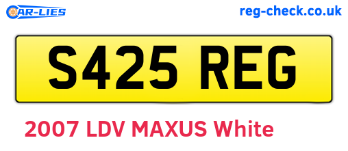 S425REG are the vehicle registration plates.