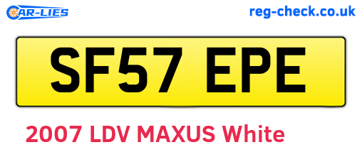 SF57EPE are the vehicle registration plates.
