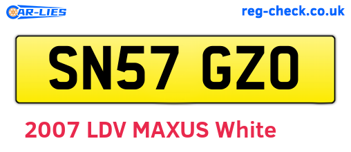 SN57GZO are the vehicle registration plates.