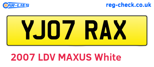 YJ07RAX are the vehicle registration plates.