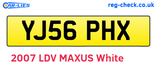 YJ56PHX are the vehicle registration plates.