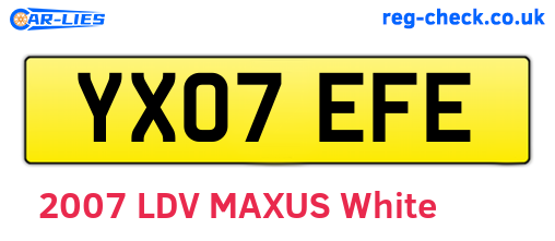 YX07EFE are the vehicle registration plates.