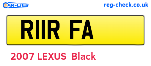 R11RFA are the vehicle registration plates.