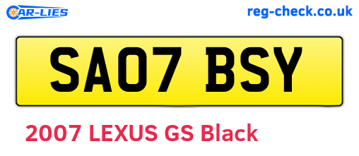 SA07BSY are the vehicle registration plates.