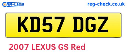 KD57DGZ are the vehicle registration plates.