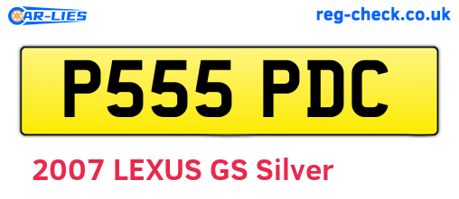 P555PDC are the vehicle registration plates.