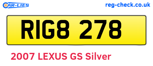 RIG8278 are the vehicle registration plates.