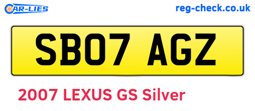 SB07AGZ are the vehicle registration plates.