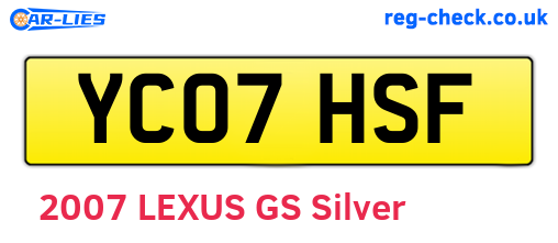 YC07HSF are the vehicle registration plates.