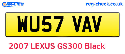 WU57VAV are the vehicle registration plates.