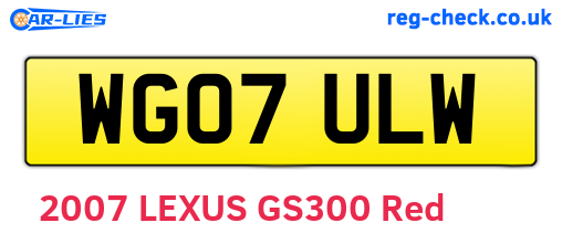 WG07ULW are the vehicle registration plates.