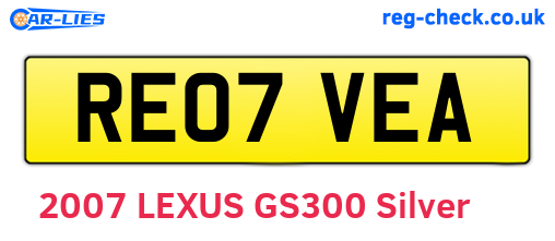 RE07VEA are the vehicle registration plates.