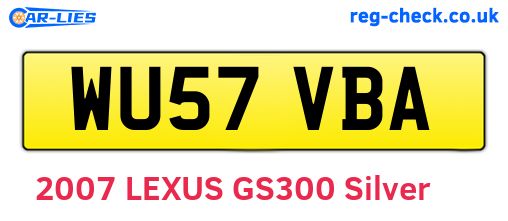 WU57VBA are the vehicle registration plates.
